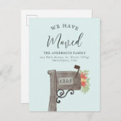 水彩木製メールボックス新しいホームムービングアナウンス 案内ポストカード (正面/裏面)