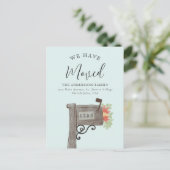 水彩木製メールボックス新しいホームムービングアナウンス 案内ポストカード (スタンド正面)