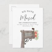 水彩木製メールボックス新しいホームムービング 案内ポストカード (正面/裏面)