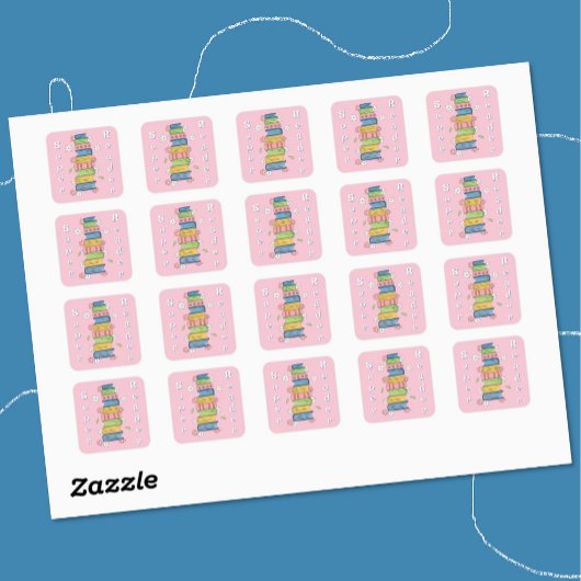 水彩本と花の読み取りすごいシール スクエアシール