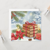 水彩本の愛好者向けのクリスマスカード カード (正面/裏面インサイチュ)