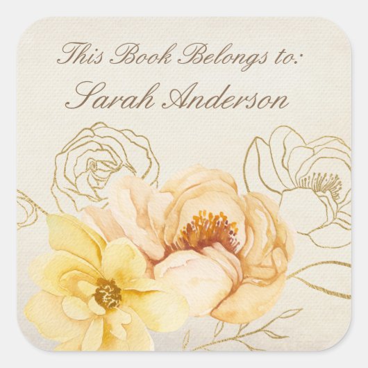 水彩本プレートシールこの本は属する スクエアシール (正面)