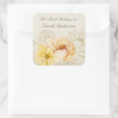 水彩本プレートシールこの本は属する スクエアシール (バッグ)