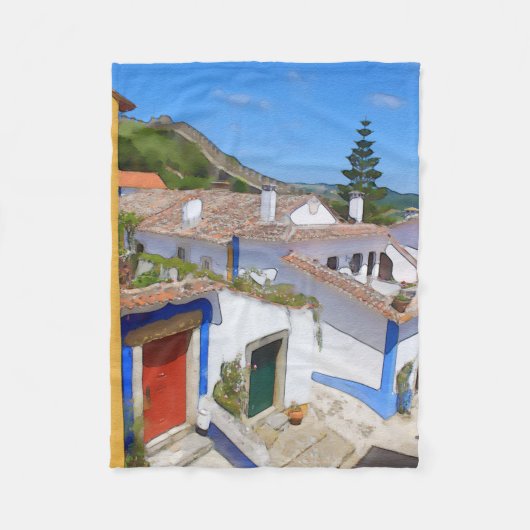 水彩村 フリースブランケット (正面)