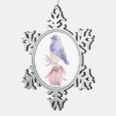 水彩東ブルーバードブルーガーデンバード スノーフレークピューターオーナメント (右)