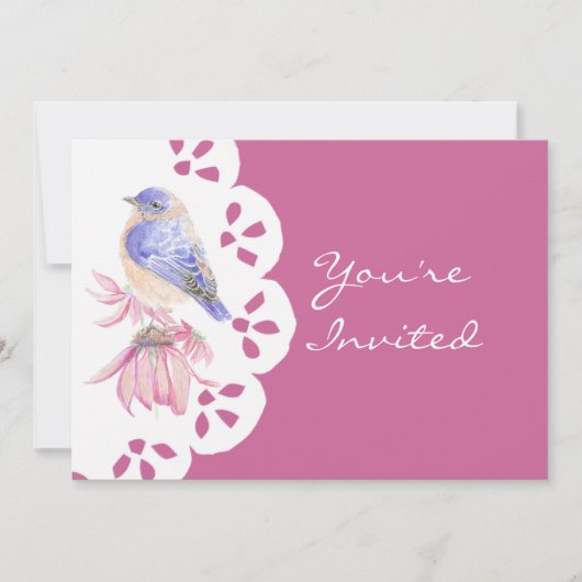 水彩東ブルーバードブルーバードアート 招待状 (正面)