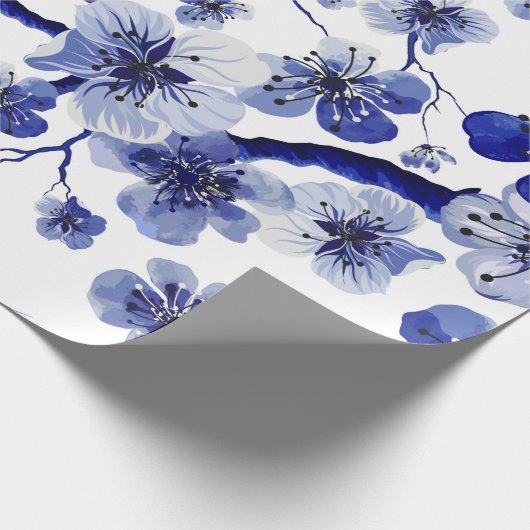  – 水彩東洋の模様と桜の枝。S ラッピングペーパー (角)