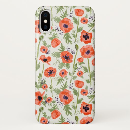 水彩東洋絵を描オレンジポピーの花 Case-Mate iPhoneケース (裏面)