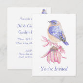 水彩東部ブルーバード 青い鳥 アート 招待状 (正面/裏面)