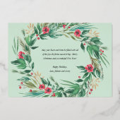 水彩松とベリーリースクリスマスフォト 箔招待状 (裏面)