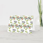 水彩松とホリーリースクリスマスフォト 箔シーズンカード (裏面)