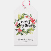 水彩松とホリーリースメリークリスマス ギフトタグ (裏面)