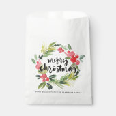 水彩松とホリーリースメリークリスマス フェイバーバッグ (正面)