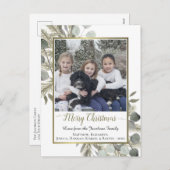 水彩松とユーカリプトゥスメリークリスマスフォト シーズンポストカード (正面/裏面)