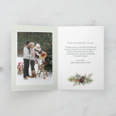 水彩松と松のコーン写真クリスマス シーズンカード (内部)