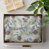 水彩松と松のコーン模様クリスマス 薄葉紙 (ギフト)