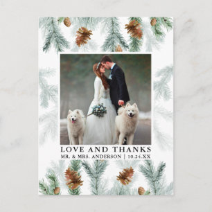 水彩松のコーンが感謝してい結婚写真を愛 ポストカード