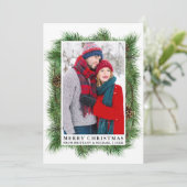 水彩松のフレームのカップル写真 シーズンカード (スタンド正面)