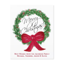 水彩松のリース　クリスマス　フォトカード　お手頃価格