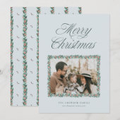 水彩松の境界クリスマス写真カード シーズンカード (正面/裏面)