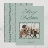 水彩松の境界クリスマス写真カード シーズンカード (正面/裏面)