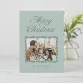 水彩松の境界クリスマス写真カード シーズンカード (スタンド正面)