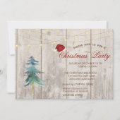 水彩松の木とライトウッドのクリスマス パーティー 招待状 (正面)