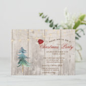 水彩松の木とライトウッドのクリスマス パーティー 招待状 (スタンド正面)