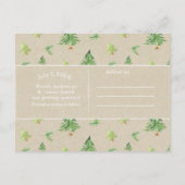 水彩松の木のクラフト素朴日付を保存 案内ポストカード (裏面)