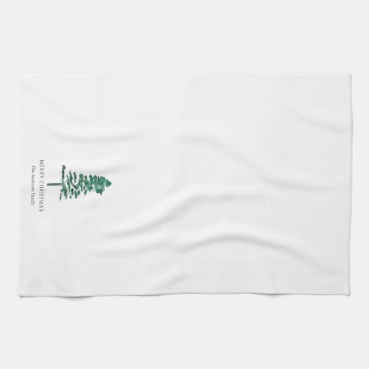 水彩松の木のクリモダンスマス キッチンタオル (横)