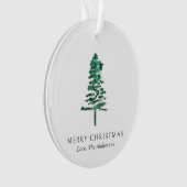 水彩松の木の写真クリスマスモダン オーナメント (正面)