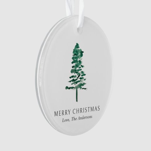 水彩松の木の写真クリスマスモダン オーナメント (正面)