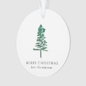 水彩松の木の写真クリスマスモダン オーナメント (正面)