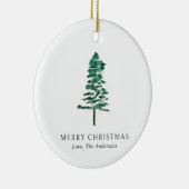水彩松の木の写真クリスマスモダン セラミックオーナメント (右)