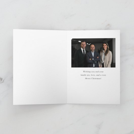 水彩松の木の写真ビジネスクリスマス シーズンカード (内部)