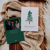 水彩松の木の写真ビジネスクリスマス シーズンカード