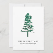 水彩松の木の写真ビジネスクリスマス シーズンカード (正面)
