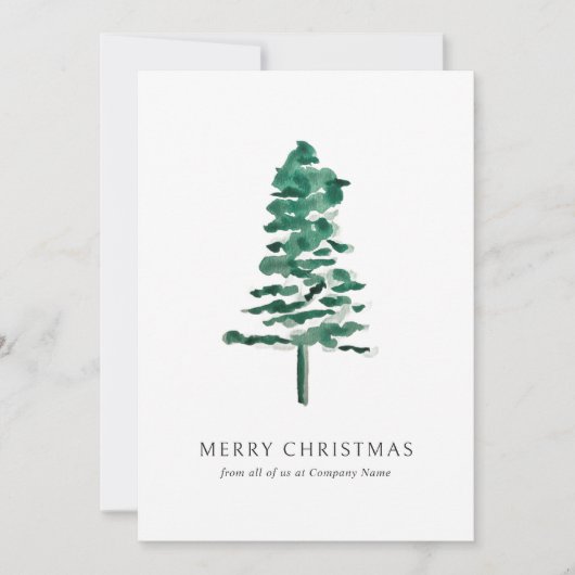 水彩松の木の写真ビジネスクリスマス シーズンカード (正面)