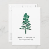 水彩松の木の写真ビジネスクリスマス シーズンポストカード (正面/裏面)