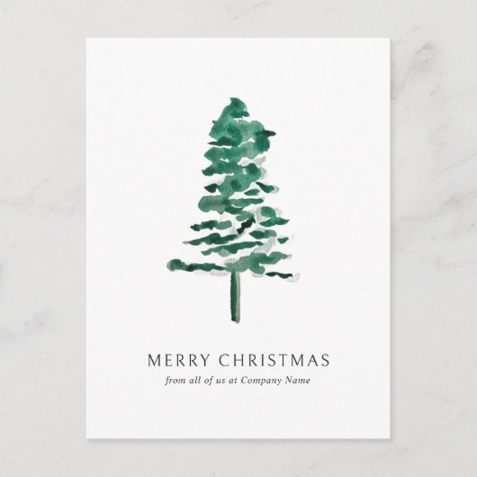 水彩松の木の写真ビジネスクリスマス シーズンポストカード (正面)