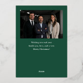 水彩松の木の写真ビジネスクリスマス 箔シーズンカード (裏面)