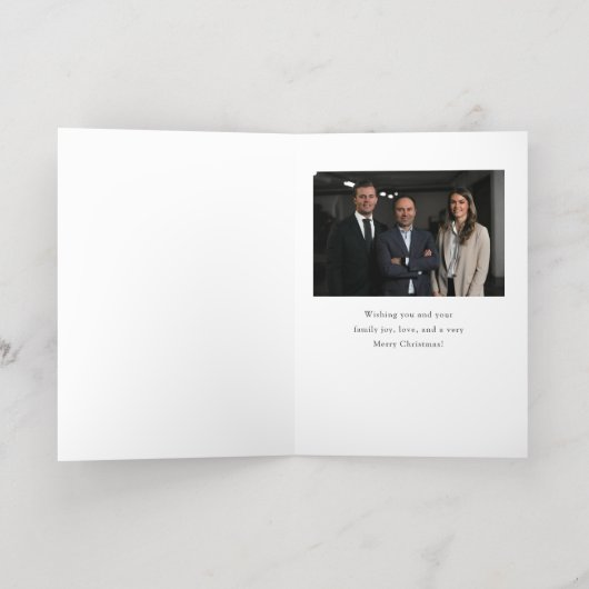 水彩松の木の写真ビジネスクリスマス 箔シーズンカード (内側レイダウン)