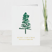 水彩松の木の写真ビジネスクリスマス 箔シーズンカード (正面)