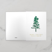 水彩松の木の写真ビジネスクリスマス 箔シーズンカード (外側レイダウン)