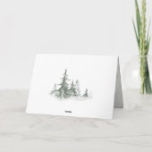 水彩松の木の冬の結婚式 カード (裏面)