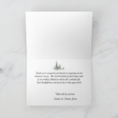 水彩松の木の冬の結婚式 サンキューカード (内部)