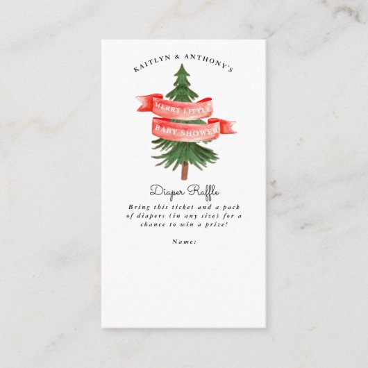 水彩松の木の小さなメリー赤ちゃんシャワー エンクロージャーカード (正面)