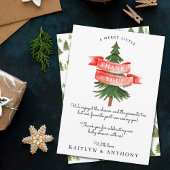 水彩松の木の小さなメリー赤ちゃんシャワー サンキューカード