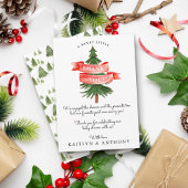 水彩松の木の小さなメリー赤ちゃんシャワー サンキューカード