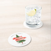 水彩松の木の小さなメリー赤ちゃんシャワー ラウンドペーパーコースター (インサイチュ)